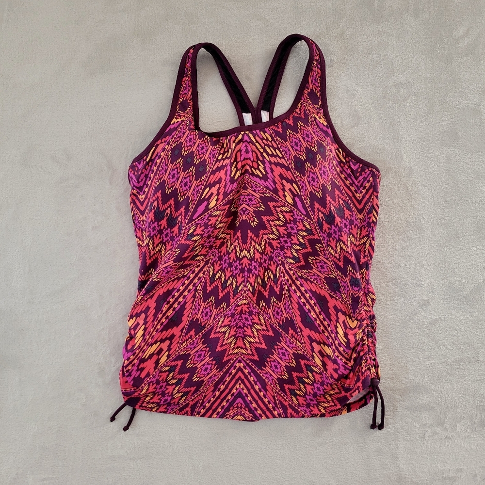 Athleta Raspberry Cayo Coco Ready To Run Tankini Swim Top L